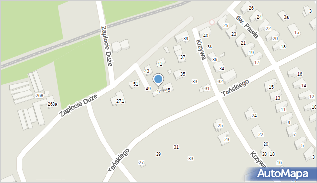 Bielsko-Biała, Krzywa, 47, mapa Bielsko-Białej