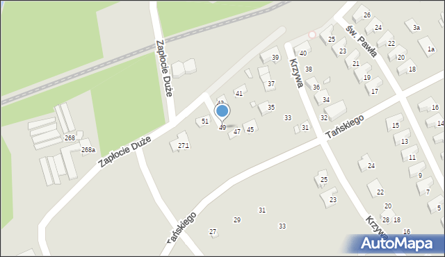 Bielsko-Biała, Krzywa, 49, mapa Bielsko-Białej