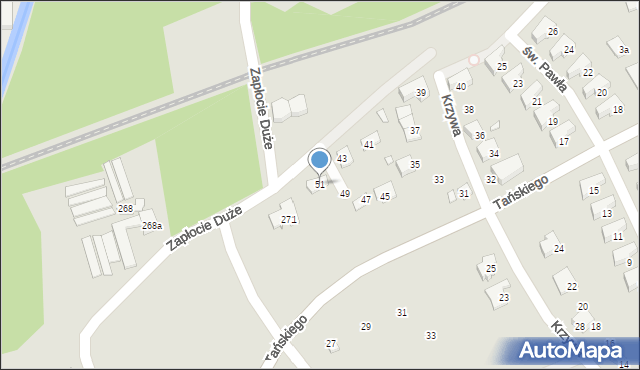 Bielsko-Biała, Krzywa, 51, mapa Bielsko-Białej