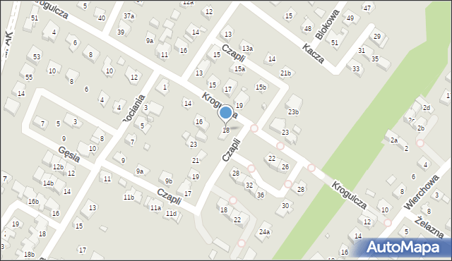 Bielsko-Biała, Krogulcza, 18, mapa Bielsko-Białej