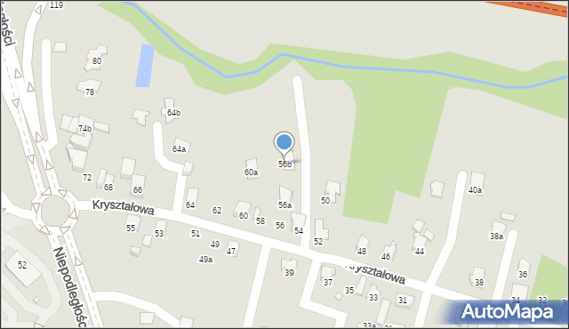 Bielsko-Biała, Kryształowa, 56b, mapa Bielsko-Białej