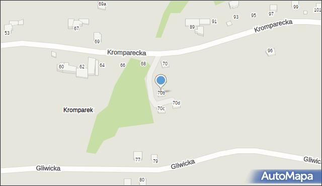Bielsko-Biała, Kromparecka, 70b, mapa Bielsko-Białej