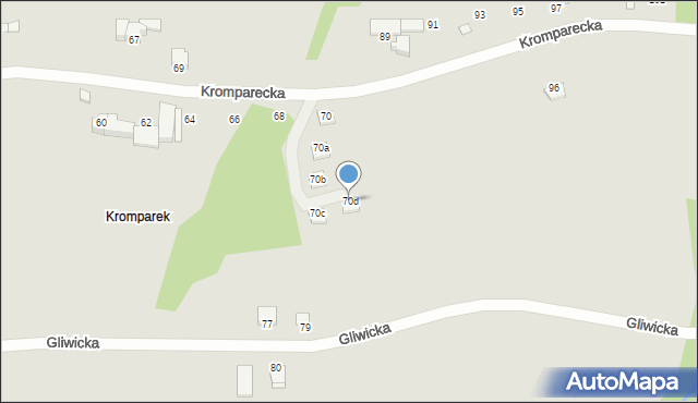 Bielsko-Biała, Kromparecka, 70d, mapa Bielsko-Białej