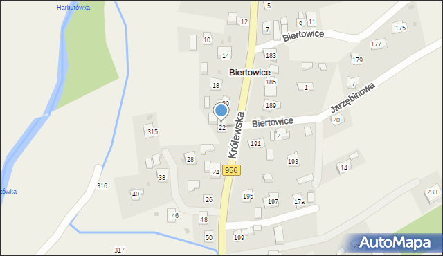 Biertowice, Królewska, 22, mapa Biertowice