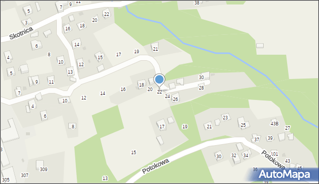 Biertowice, Krótka, 22, mapa Biertowice