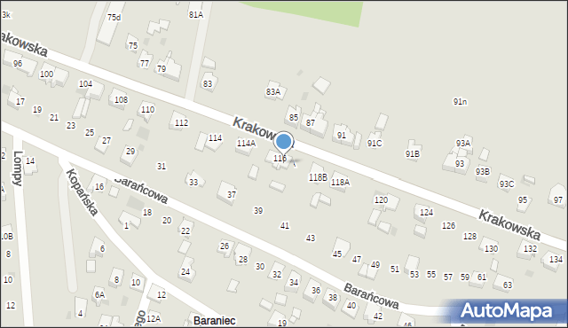 Bieruń, Krakowska, 116A, mapa Bieruń
