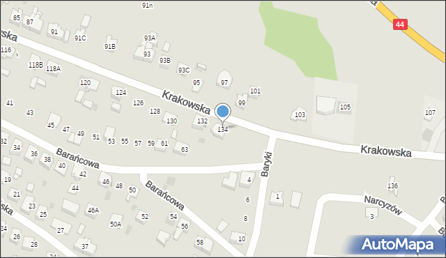 Bieruń, Krakowska, 134, mapa Bieruń