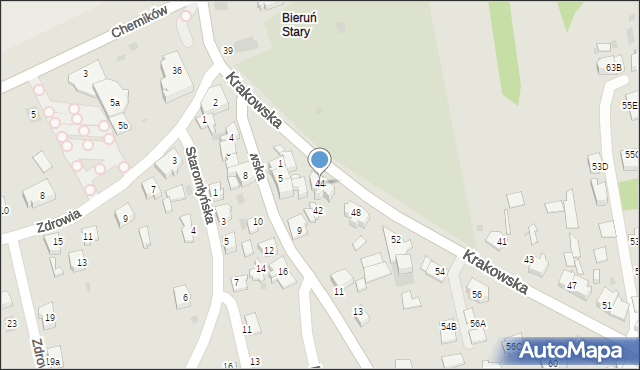 Bieruń, Krakowska, 44, mapa Bieruń