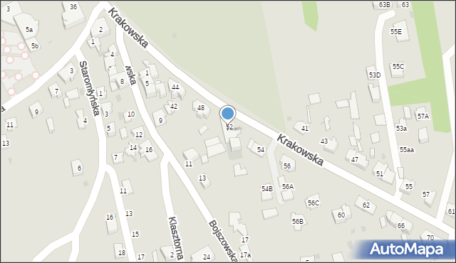 Bieruń, Krakowska, 52A, mapa Bieruń