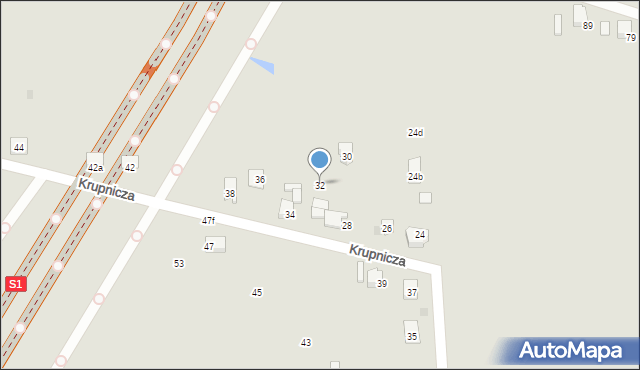 Bieruń, Krupnicza, 32, mapa Bieruń