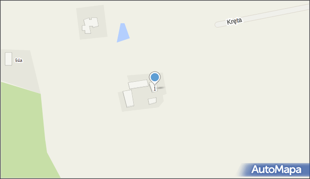 Bierzgłowo, Kręta, 1, mapa Bierzgłowo