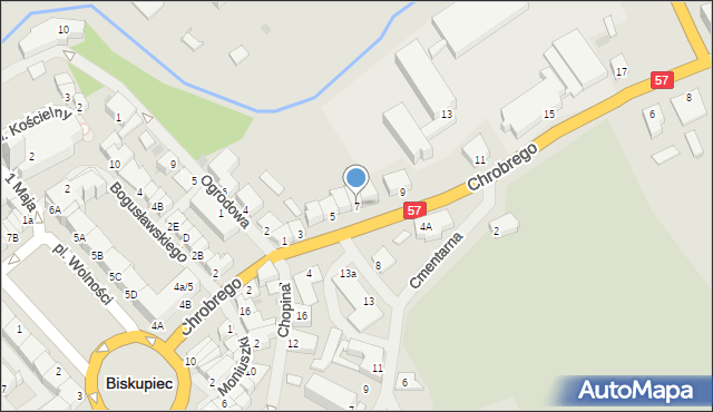 Biskupiec, Króla Bolesława Chrobrego, 7, mapa Biskupiec