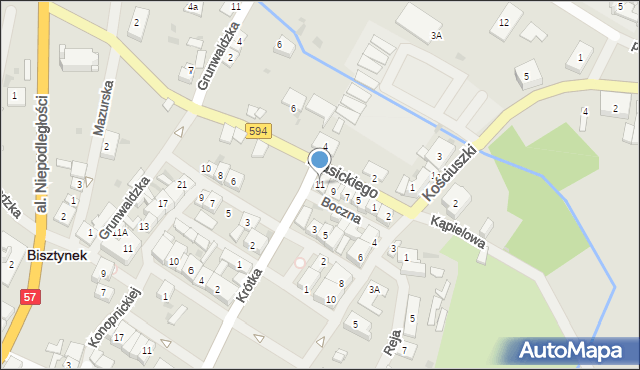 Bisztynek, Krasickiego Ignacego, bp., 11, mapa Bisztynek