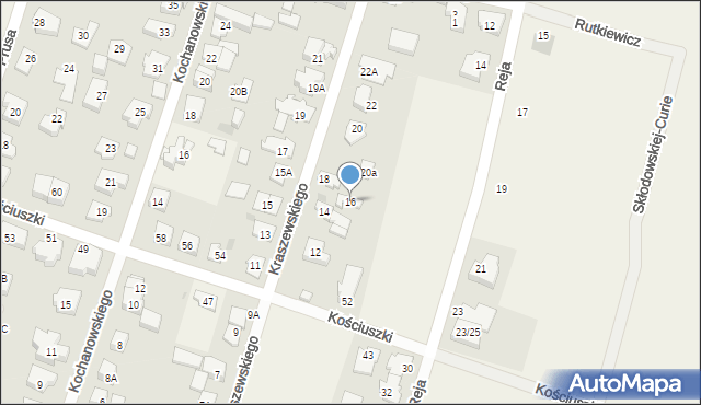 Blizne Jasińskiego, Kraszewskiego Józefa Ignacego, 16, mapa Blizne Jasińskiego