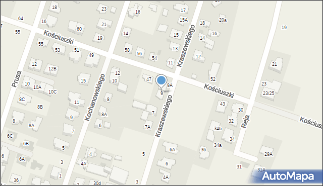 Blizne Jasińskiego, Kraszewskiego Józefa Ignacego, 9, mapa Blizne Jasińskiego