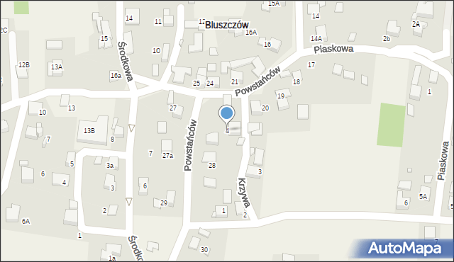 Bluszczów, Krzywa, 4, mapa Bluszczów