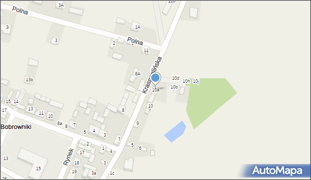 Bobrowniki, Krasnoglińska, 10a, mapa Bobrowniki