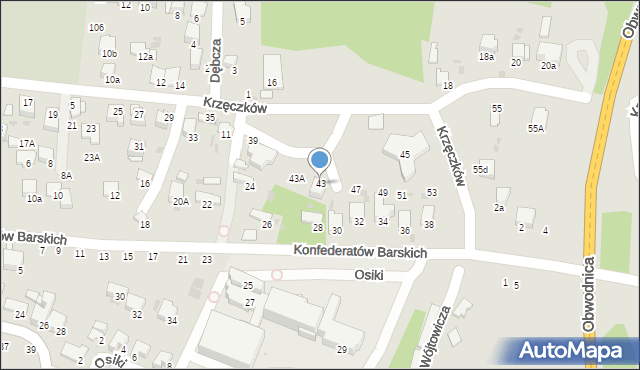 Bochnia, Krzęczków, 43, mapa Bochni