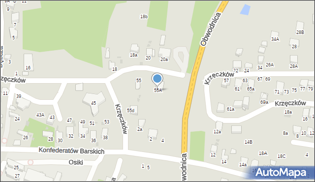 Bochnia, Krzęczków, 55A, mapa Bochni