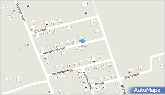 Bodzanów, Kraszewskiego Józefa Ignacego, 6A, mapa Bodzanów