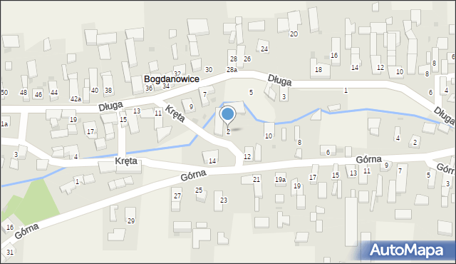 Bogdanowice, Kręta, 2, mapa Bogdanowice
