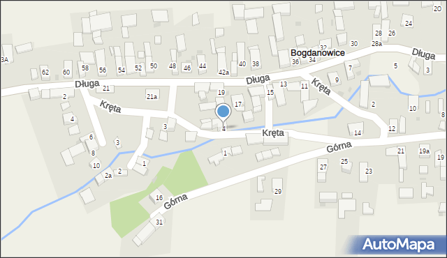 Bogdanowice, Kręta, 4, mapa Bogdanowice