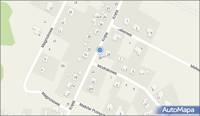 Bolechówko, Kręta, 26, mapa Bolechówko