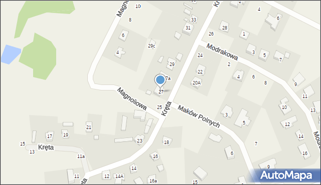Bolechówko, Kręta, 27, mapa Bolechówko