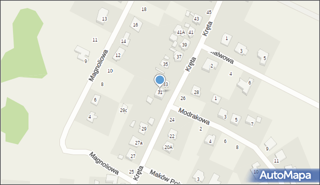 Bolechówko, Kręta, 31, mapa Bolechówko