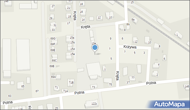 Bolszewo, Kręta, 13e, mapa Bolszewo