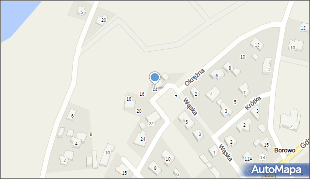 Borowo, Kryształowa, 14, mapa Borowo