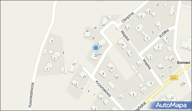 Borowo, Kryształowa, 24, mapa Borowo