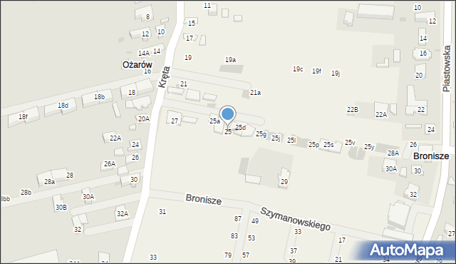 Bronisze, Kręta, 25, mapa Bronisze