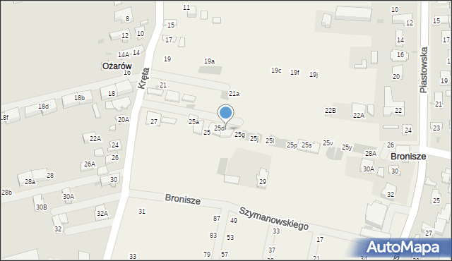 Bronisze, Kręta, 25e, mapa Bronisze