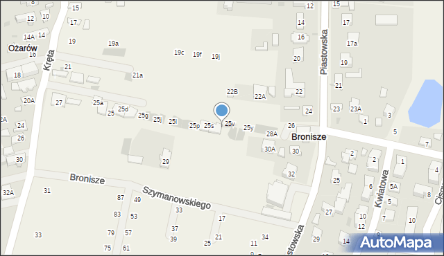 Bronisze, Kręta, 25u, mapa Bronisze