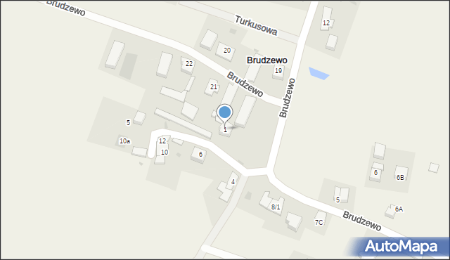 Brudzewo, Krótka, 1, mapa Brudzewo