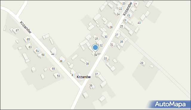 Brudzowice, Krzanów, 34, mapa Brudzowice
