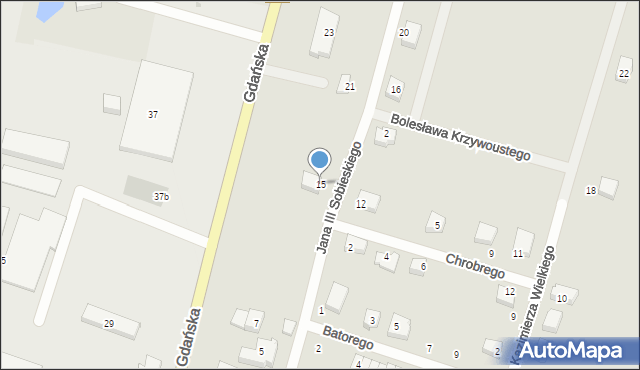 Brusy, Króla Jana III Sobieskiego, 15, mapa Brusy
