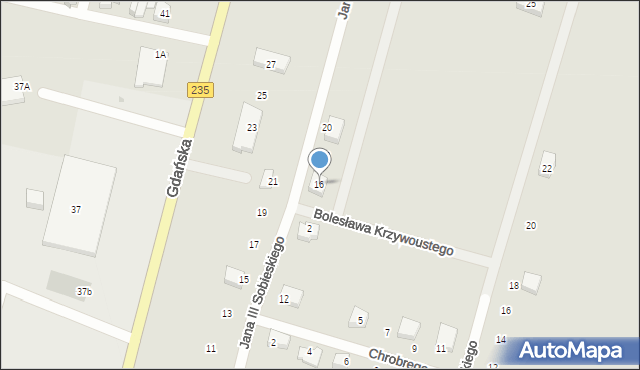 Brusy, Króla Jana III Sobieskiego, 16, mapa Brusy