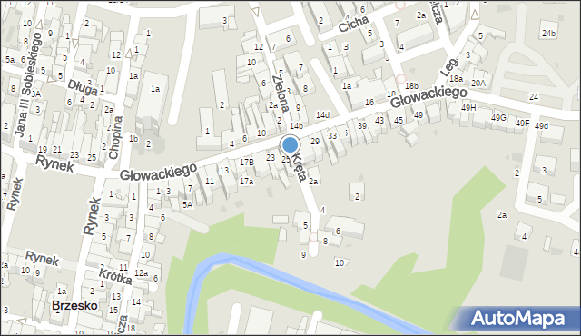 Brzesko, Kręta, 1, mapa Brzesko