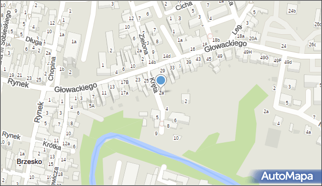 Brzesko, Kręta, 2a, mapa Brzesko