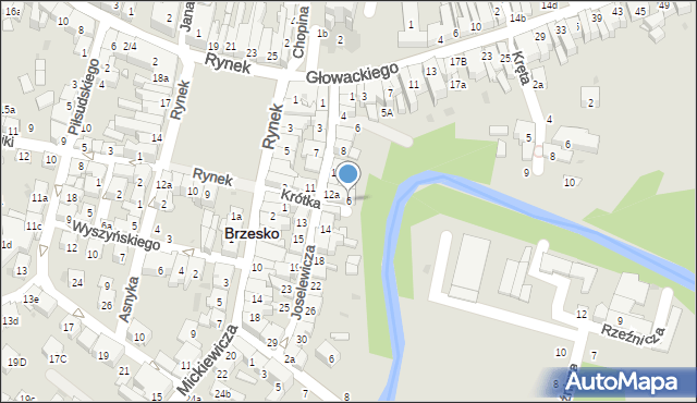 Brzesko, Krótka, 6, mapa Brzesko