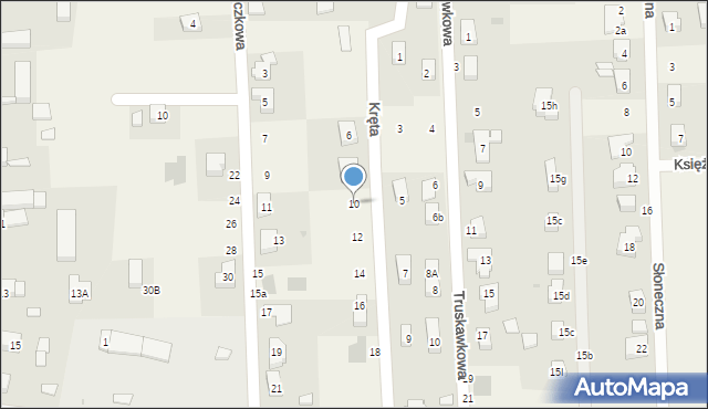 Brzezia Łąka, Kręta, 10, mapa Brzezia Łąka