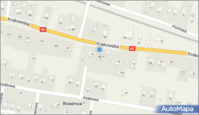 Brzeźnica, Krakowska, 79, mapa Brzeźnica