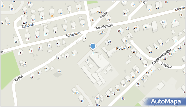 Brzozów, Kręta, 1, mapa Brzozów