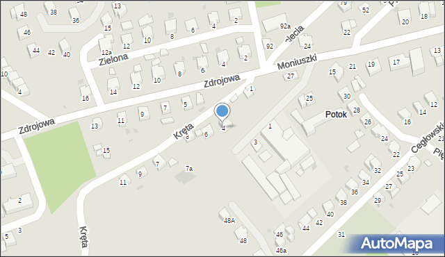 Brzozów, Kręta, 4, mapa Brzozów