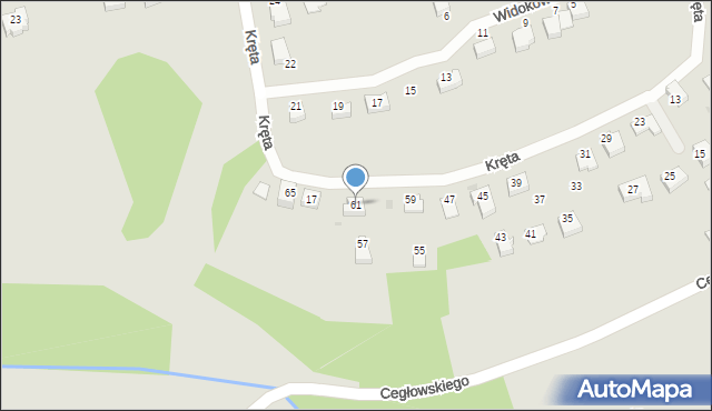 Brzozów, Kręta, 61, mapa Brzozów