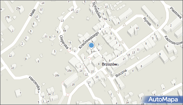 Brzozów, Krótka, 3, mapa Brzozów