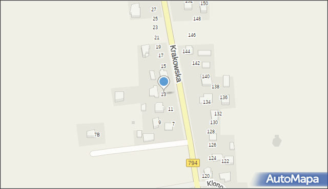 Brzozówka, Krakowska, 13, mapa Brzozówka