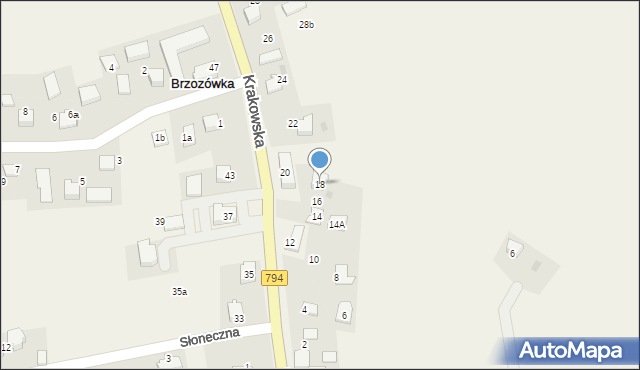 Brzozówka, Krakowska, 18, mapa Brzozówka